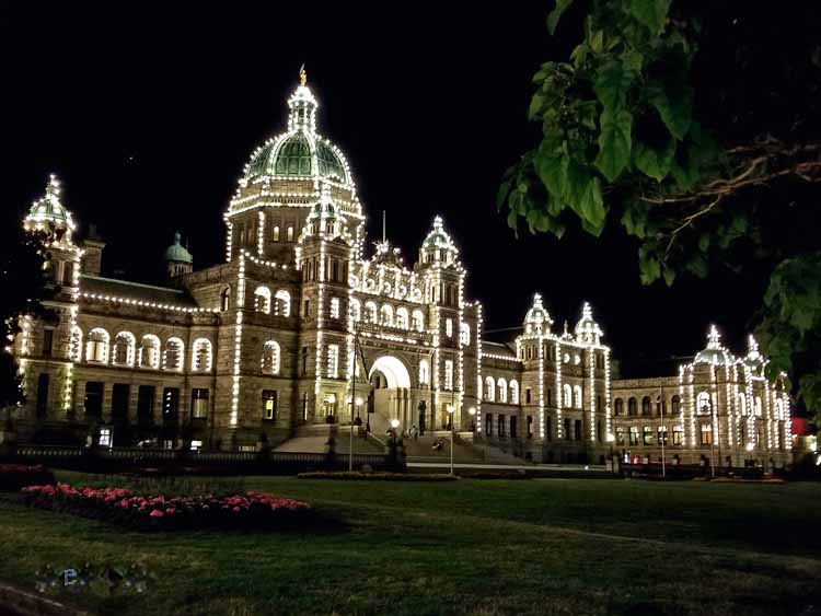 building lit up at night
